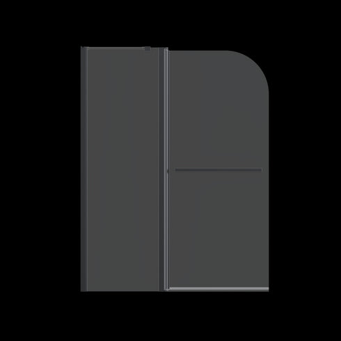 Frameless Folding Shower Doors for Bathtub with Tempered Glass, Matte Black, 43 in. W x 58 in. H