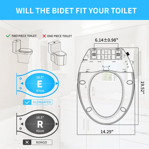 Bidet Toilet Seat, Soft Close, Non-Slip, Non-Electric, Fits Elongated or Oval Toilets, Dual Nozzle for Feminine & Rear Wash, Self-Cleaning, Adjustable Water Pressure, Quick Installation (ZYA001)