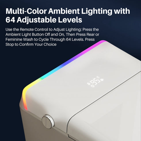 Bazyths Smart Toilet with Built-in Tank & Bidet, Quiet Flushing, Auto Open/Close, Foot Sensor Flush, Rimless Ceramic Bowl, Self-Cleaning, Tall Height, 12 in. Rough In, 110V-120V, ZY760A