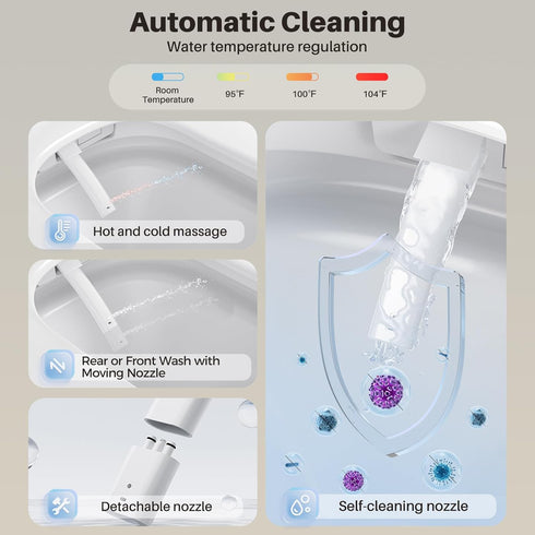 Bazyths Smart Compact Toilet for Small Bathroom with Built-in Tank and Bidet, Auto Open/Close, Foot Sensor, Flush, Dryer, One-Piece Design, 12 in. Rough In, 110V-120V, ZY695A Mini
