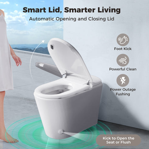 Bazyths Compact Smart Toilet for Small Bathroom, Built-in Tank & Bidet Auto Open/Close Foot Sensor Flush Dryer Heated Seat Soft Close One-Piece Design, 12 in. Rough In, 110V-120V (ZYS1 Mini)