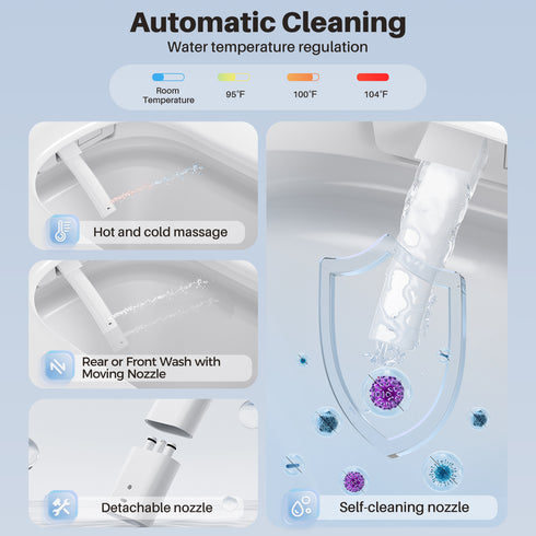 Bazyths Compact Smart Toilet for Small Bathroom, Built-in Tank & Bidet Auto Open/Close Foot Sensor Flush Dryer Heated Seat Soft Close One-Piece Design, 12 in. Rough In, 110V-120V (ZYS1 Mini)