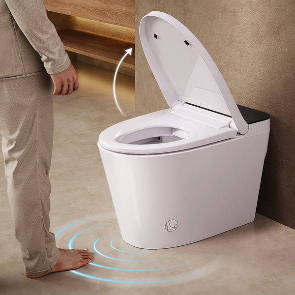 Bazyths Smart Toilet with Built-in Tank and Bidet, Auto Open/Close, Foot Sensor Flush, Heated Seat, Dryer, Elongated One-Piece Design, 12 in. Rough In, 110V-120V, ZY695A