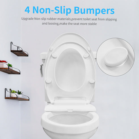 Bidet Toilet Seat, Soft Close, Non-Slip, Non-Electric, Fits Elongated or Oval Toilets, Dual Nozzle for Feminine & Rear Wash, Self-Cleaning, Adjustable Water Pressure, Quick Installation (ZYA001)