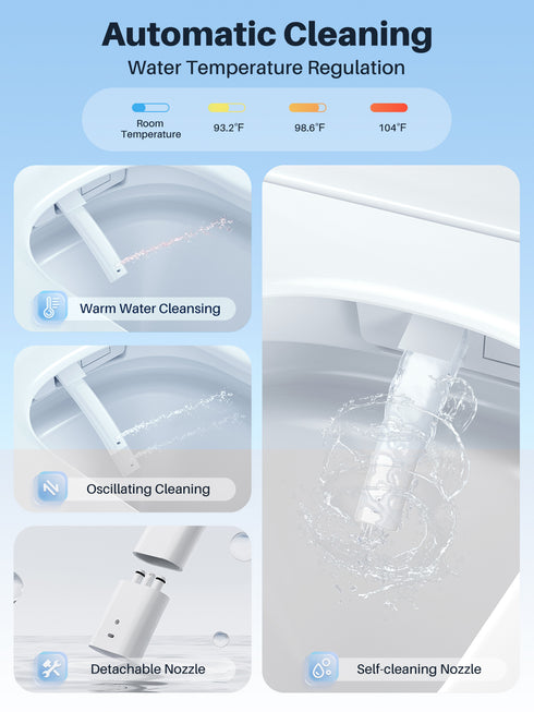 Bazyths Smart Toilet with Bidet, Auto Open/Close, Foot Touch Flush, Dryer, Heated Seat, Dual Flushes, Elongated One-Piece Design, ZYL9