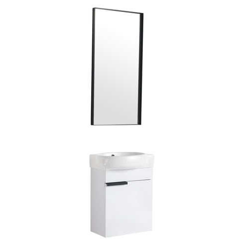 Soft Close Doors Bathroom Vanity With Sink,16 Inch For Small Bathroom