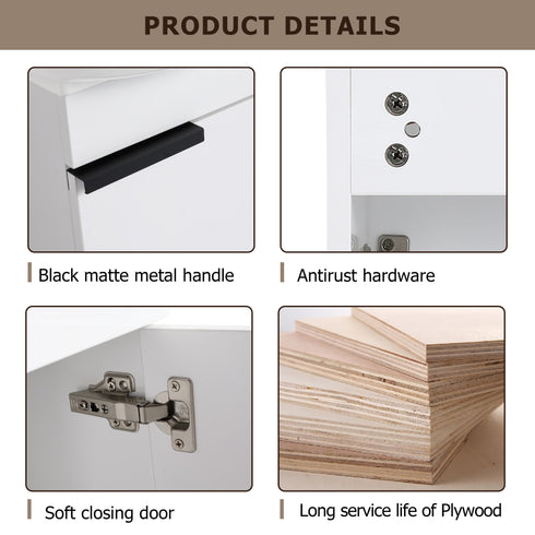 Soft Close Doors Bathroom Vanity With Sink,16 Inch For Small Bathroom