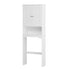 Over The Toilet Storage Cabinet, White Wood Bathroom Space Saver with Adjustable Shelf, MDF Construction, Retro-Modern Design