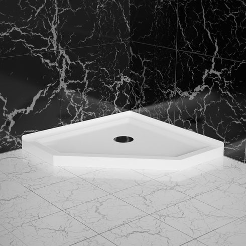 Neo-Angle Corner Drain Shower Base White Acrylic 36x36x3.5 in
