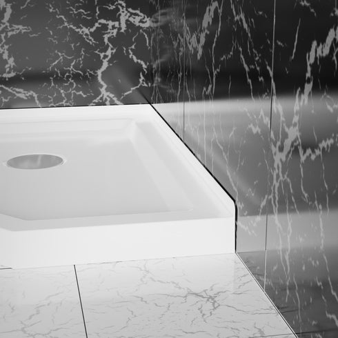 Neo-Angle Corner Drain Shower Base White Acrylic 36x36x3.5 in