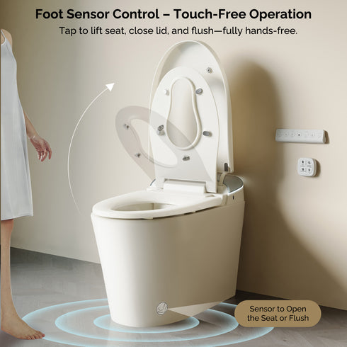 Bazyths Smart Toilet for Family Adult & Kids, Built-in Tank & Bidet Auto Open/Close Foot Sensor Flush Dryer Heated Seat Soft Close Elongated One-Piece Design, 12 in. Rough In, 110V-120V (ZY695A Family)