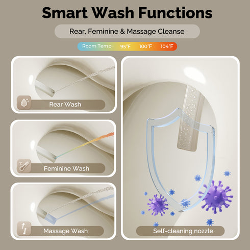 Bazyths Smart Toilet for Family Adult & Kids, Built-in Tank & Bidet Auto Open/Close Foot Sensor Flush Dryer Heated Seat Soft Close Elongated One-Piece Design, 12 in. Rough In, 110V-120V (ZY695A Family)