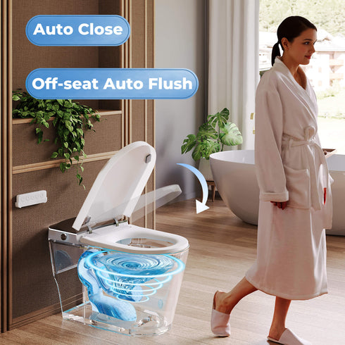 Bazyths Smart Toilet with Built-in Tank and Bidet, CSA Certified, Auto Open/Close, Foot Sensor Flush, 110V-120V, ZY752A