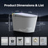 Bazyths Smart Toilet with Built-in Tank & Bidet, 4-Second Quiet Flush, Foam Shield, Auto Open/Close, Foot Sensor Flush, Ambient Lighting, Rimless Ceramic Bowl, Self-Cleaning, Tall Height, 12 in. Rough In, 110V-120V, ZY760A