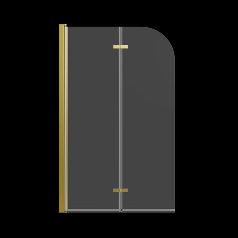 Frameless Folding Pivot Bathtub Door with Clear Tempered Glass, Brushed Gold Finish, 34' W x 58' H