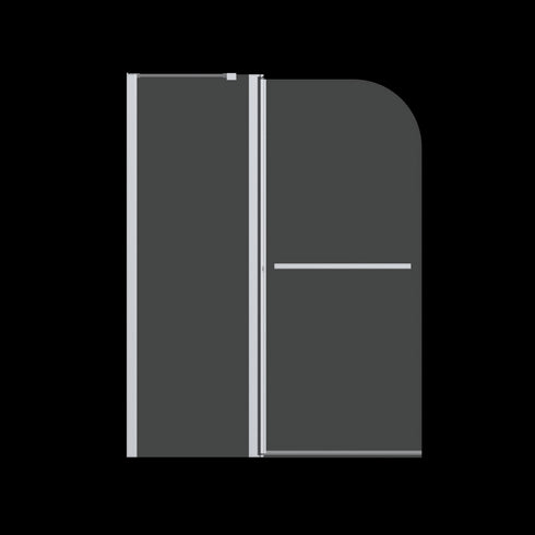 Frameless Folding Shower Doors for Bathtub with Pivot Tub Glass Door in Chrome, 1/4' SGCC Tempered Glass, 43x58 inches