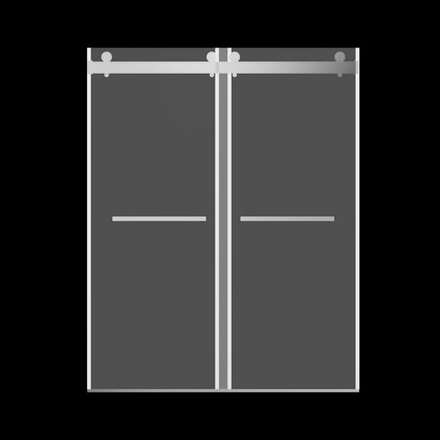 Frameless Double Sliding Soft-Close Shower Door in Chrome with Tempered Glass, Adjustable 56-60 inches W x 76 inches H