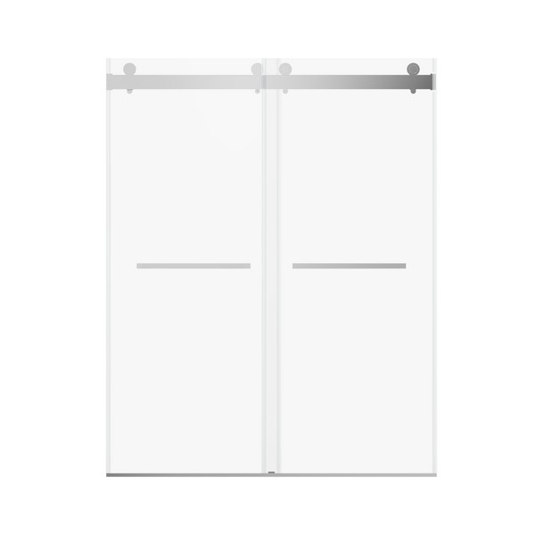 Frameless Double Sliding Soft-Close Shower Door in Chrome with Tempered Glass, Adjustable 56-60 inches W x 76 inches H