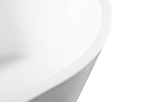 59" Acrylic Freestanding Bathtub, Stand Alone Soaking Tub, Glossy White Acrylic, Toe-tap Chrome Drain, cUPC Certified