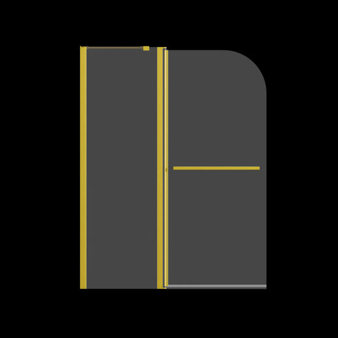 Frameless Folding Shower Doors for Bathtub with Tempered Glass, Brushed Gold, 43 in. W x 58 in. H