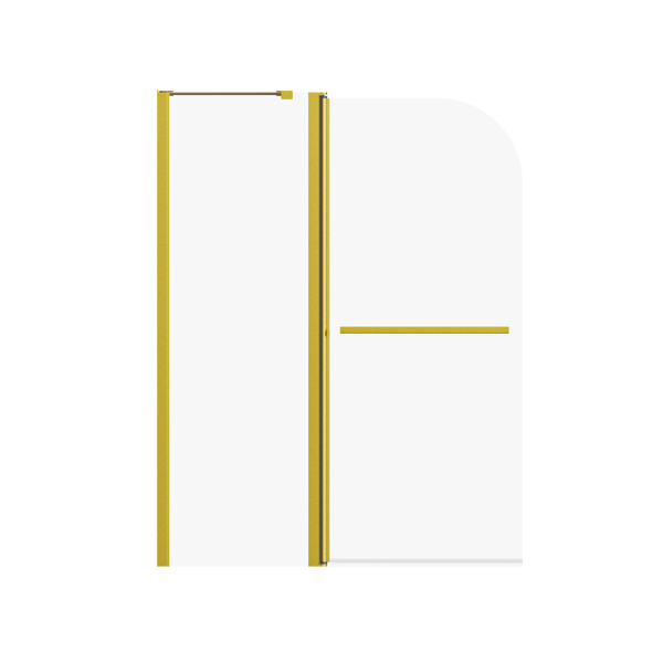 Frameless Folding Shower Doors for Bathtub with Tempered Glass, Brushed Gold, 43 in. W x 58 in. H