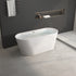 59" Acrylic Freestanding Bathtub, Stand Alone Soaking Tub, Glossy White Acrylic, Toe-tap Chrome Drain, cUPC Certified