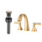 Widespread Bathroom Sink Faucets Two Handle 3 Hole Vanity Bath Faucet with Drain Assembly (Brushed Golden)