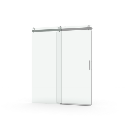56 to 60 in. W x 76 in. H Sliding Frameless Soft-Close Shower Door with Premium 3/8 Inch (10mm) Thick Tampered Glass in Brushed Nickel 22D01-60BN