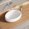 Bazyths Vessel Sink Bathroom Sink Restroom Sink Oval Washbasin Above Counter White Porcelain Ceramic Modern Vanity Sink Art Basin Sink for Bathrooms Café Restaurant Washroom 19.1"L x 13.4"W x 5.7"H