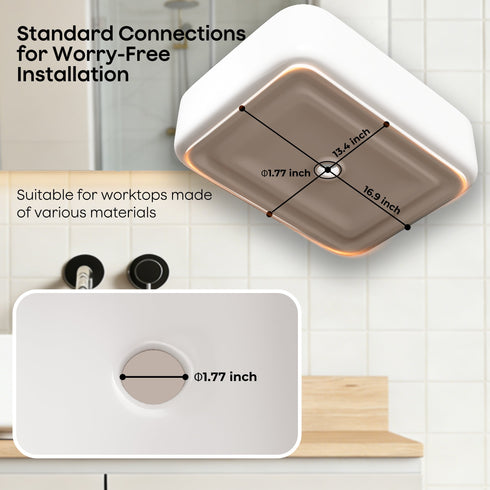 Bazyths Vessel Sink Bathroom Sink Restroom Sink Rectangle Above Counter White Porcelain Ceramic Modern Vanity Sink Art Basin Sink for Guest/Apartment Bathrooms 19.9"L x 15.6"W x 5.1"H