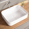 Bazyths Vessel Sink Bathroom Sink Restroom Sink Rectangle Above Counter White Porcelain Ceramic Modern Vanity Sink Art Basin Sink for Guest/Apartment Bathrooms 19.9"L x 15.6"W x 5.1"H
