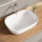 Bazyths Vessel Sink Bathroom Sink Restroom Sink Rectangle Above Counter White Porcelain Ceramic Modern Vanity Sink Art Basin Sink for Guest/Apartment Bathrooms 18.1"L x 13.2"W x 5.3"H