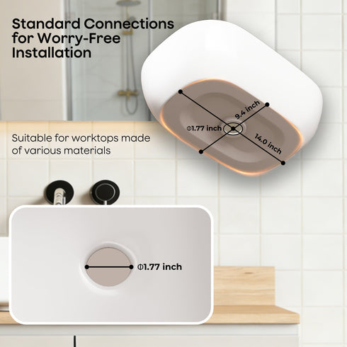 Bazyths Vessel Sink Bathroom Sink Restroom Sink Rectangle Above Counter White Porcelain Ceramic Modern Vanity Sink Art Basin Sink for Guest/Apartment Bathrooms 18.1"L x 13.2"W x 5.3"H