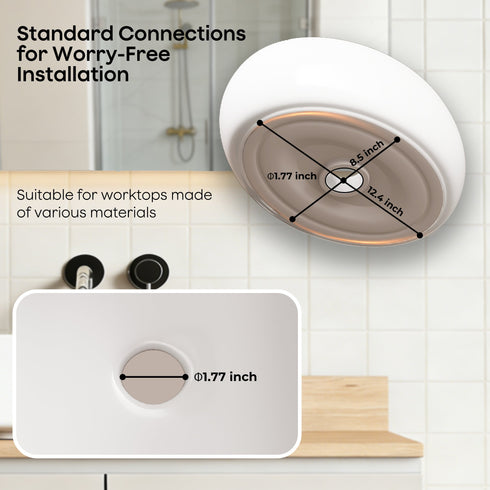 Bazyths Vessel Sink Bathroom Sink Restroom Sink Oval Washbasin Above Counter White Porcelain Ceramic Modern Vanity Sink Art Basin Sink for Guest Bathrooms Restaurant Washroom 16.1"L x 12.2"W x 5.1"H