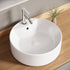 Bazyths Vessel Sink Bathroom Sink Restroom Sink Round Washbasin Above Counter White Porcelain Ceramic Modern Vanity Sink Art Basin Sink for Café Restaurant Washroom 16.1"L x 16.1"W x 5.7"H
