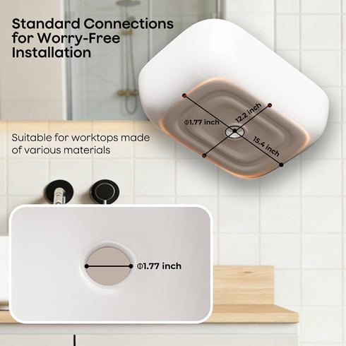 Bazyths Vessel Sink Bathroom Sink Restroom Sink Rectangle Above Counter White Porcelain Ceramic Modern Vanity Sink Art Basin Sink for Guest/Apartment Bathrooms 19.7"L x 15.7"W x 5.5"H